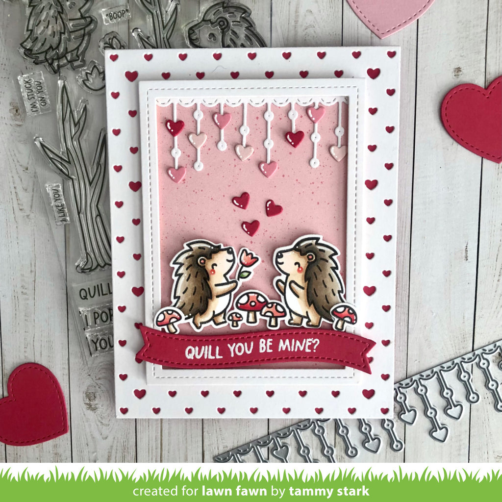 Lawn Fawn Little Heart Strings Border Dies lf3317 Quill You Be Mine