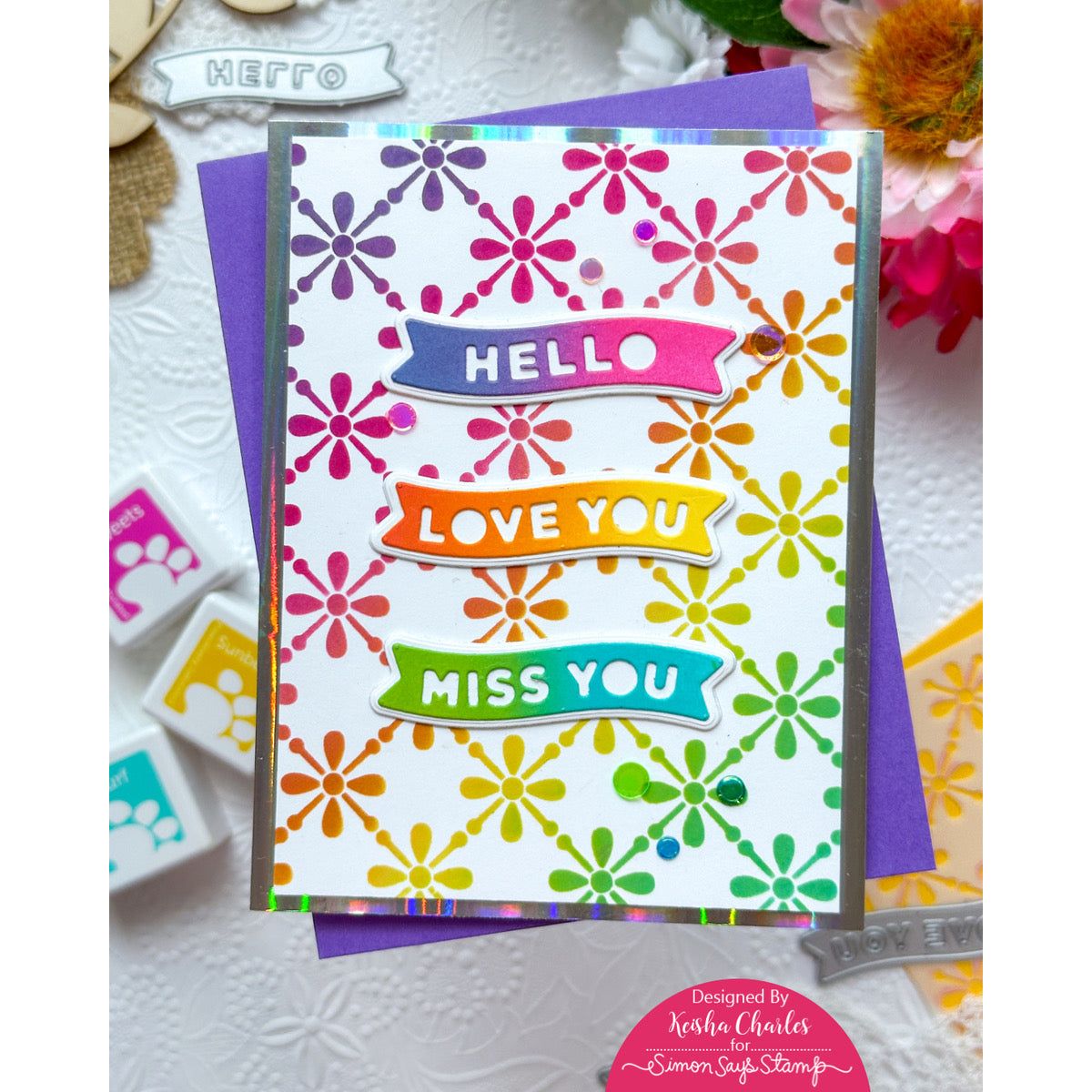CZ Design Wafer Dies Little Banners Basics czd237 Sunny Vibes Hello Love You Miss You Card | color-code:ALT06