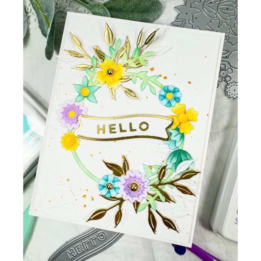 CZ Design Wafer Dies Little Banners Basics czd237 Sunny Vibes Hello Card | color-code:ALT02