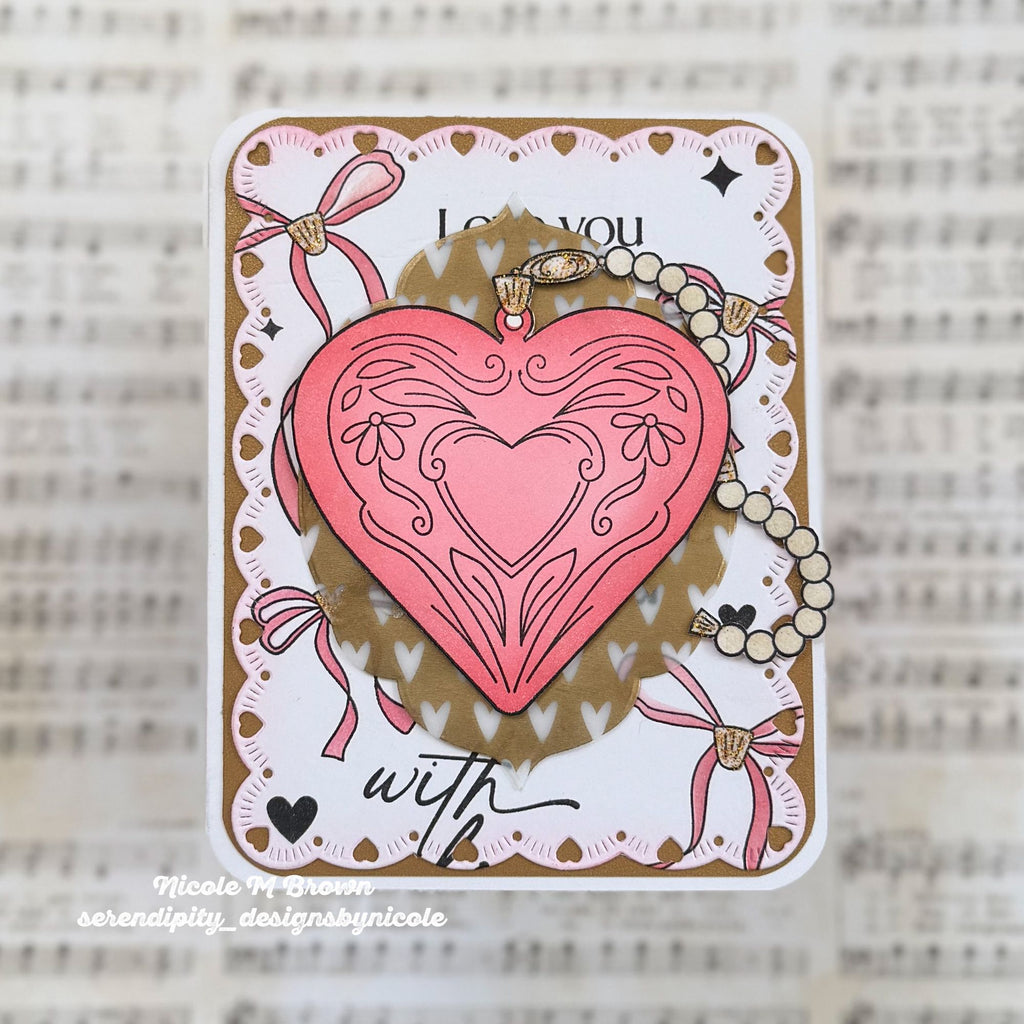 Simon Says Stamp Set of 2 Stencils Locket of Love 1114stc Heart to Heart
