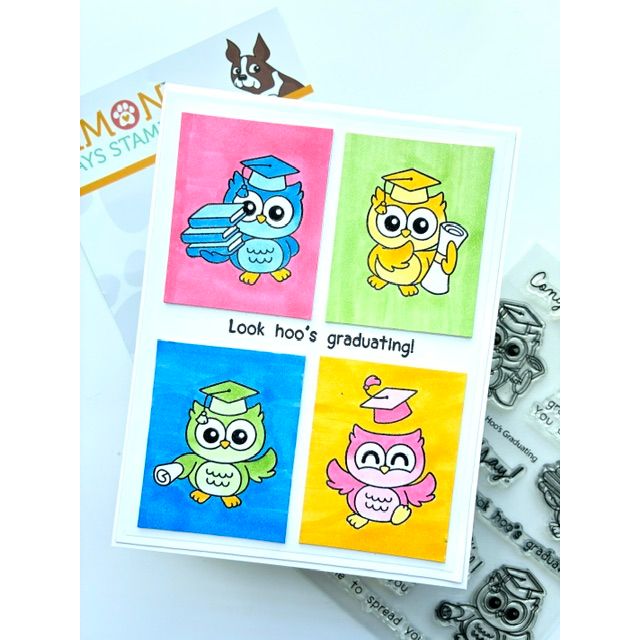 Simon Says Clear Stamps Look Hoo's Graduating 3424ssc Grid Card Adriana Arminio