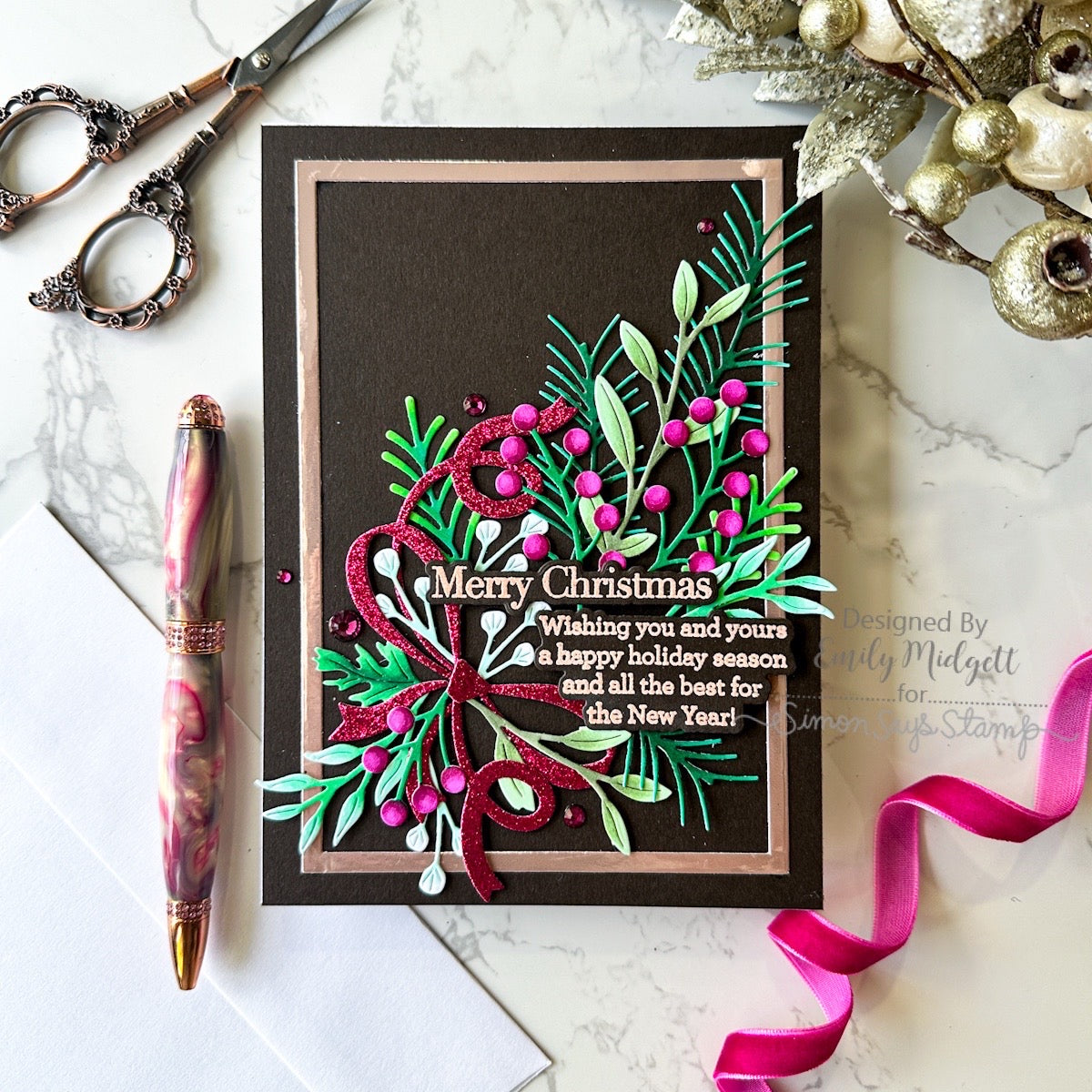 Simon Says Stamp Loopy Bow Wafer Die s1065 Sugar and Spice Holiday Card | color-code:ALT12