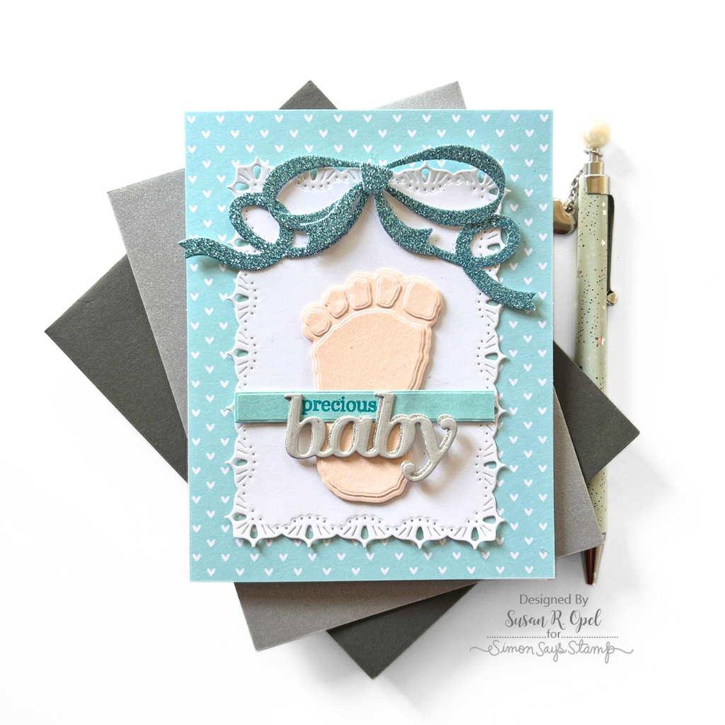 Simon Says Stamp Loopy Bow Wafer Die s1065 Sugar and Spice Baby Card