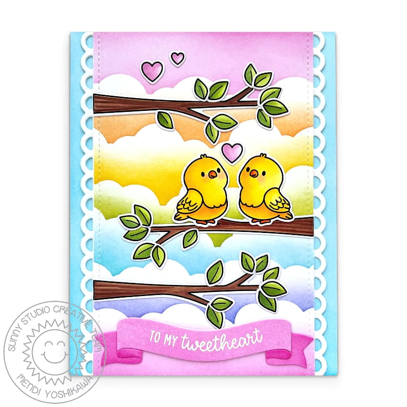 Sunny Studio Love Birds Clear Stamps sscl-364 yellow birds