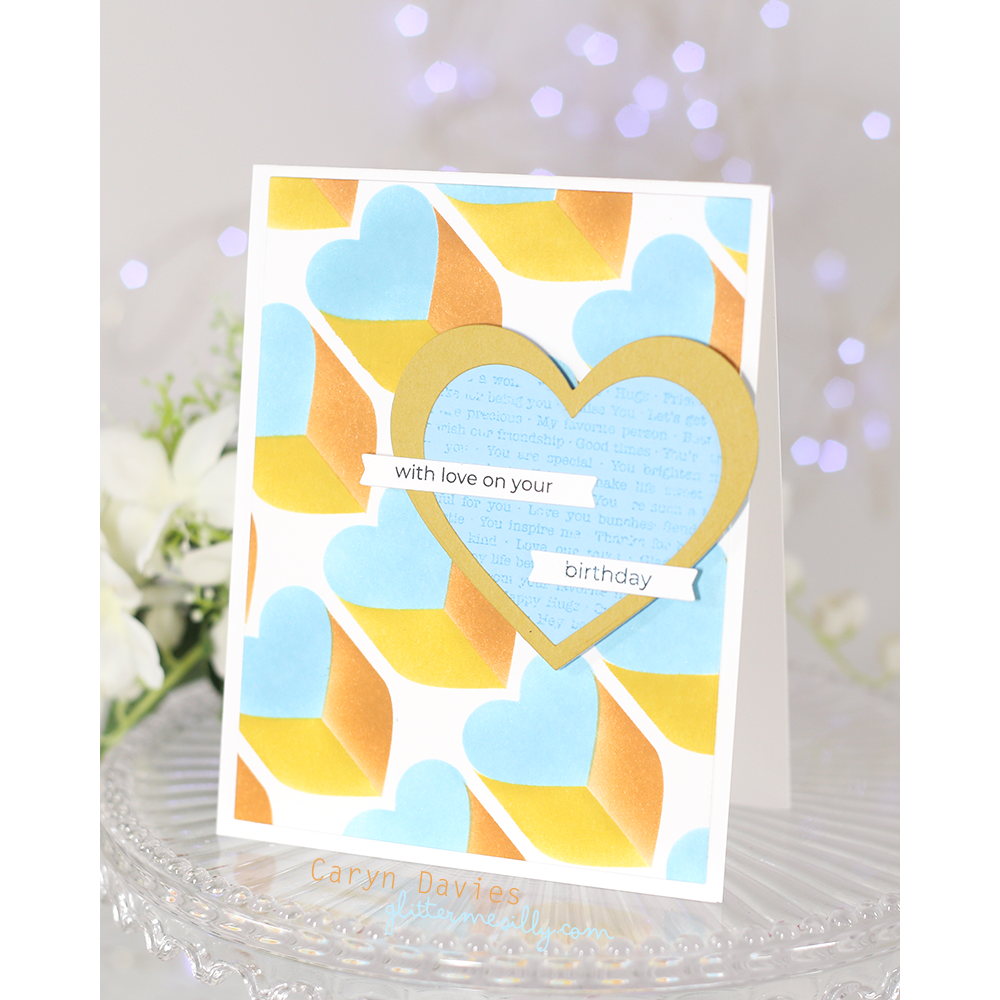 Simon Says Stamp Set of 3 Stencils Love City 1115stc Heart to Heart Birthday Card | color-code:ALT02
