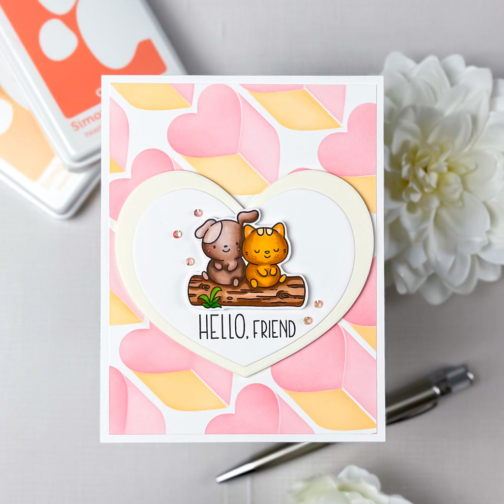 Simon Says Stamp Set of 3 Stencils Love City 1115stc Heart to Heart
