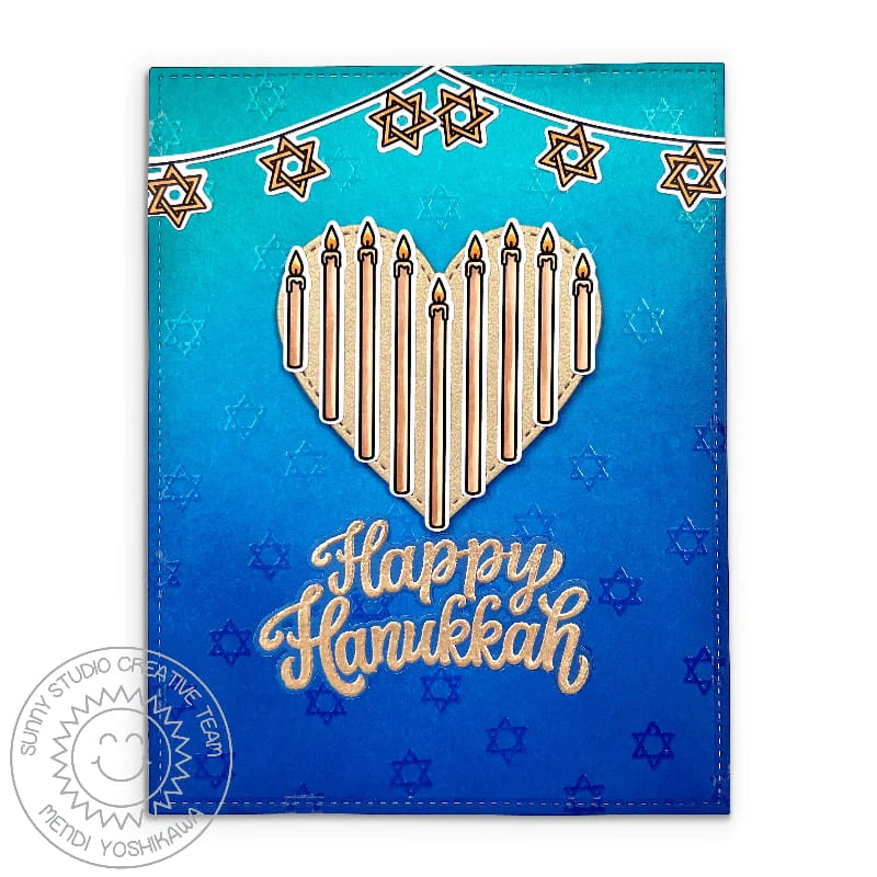Sunny Studio Love and Light Clear Stamps sscl-363 happy hanukkah