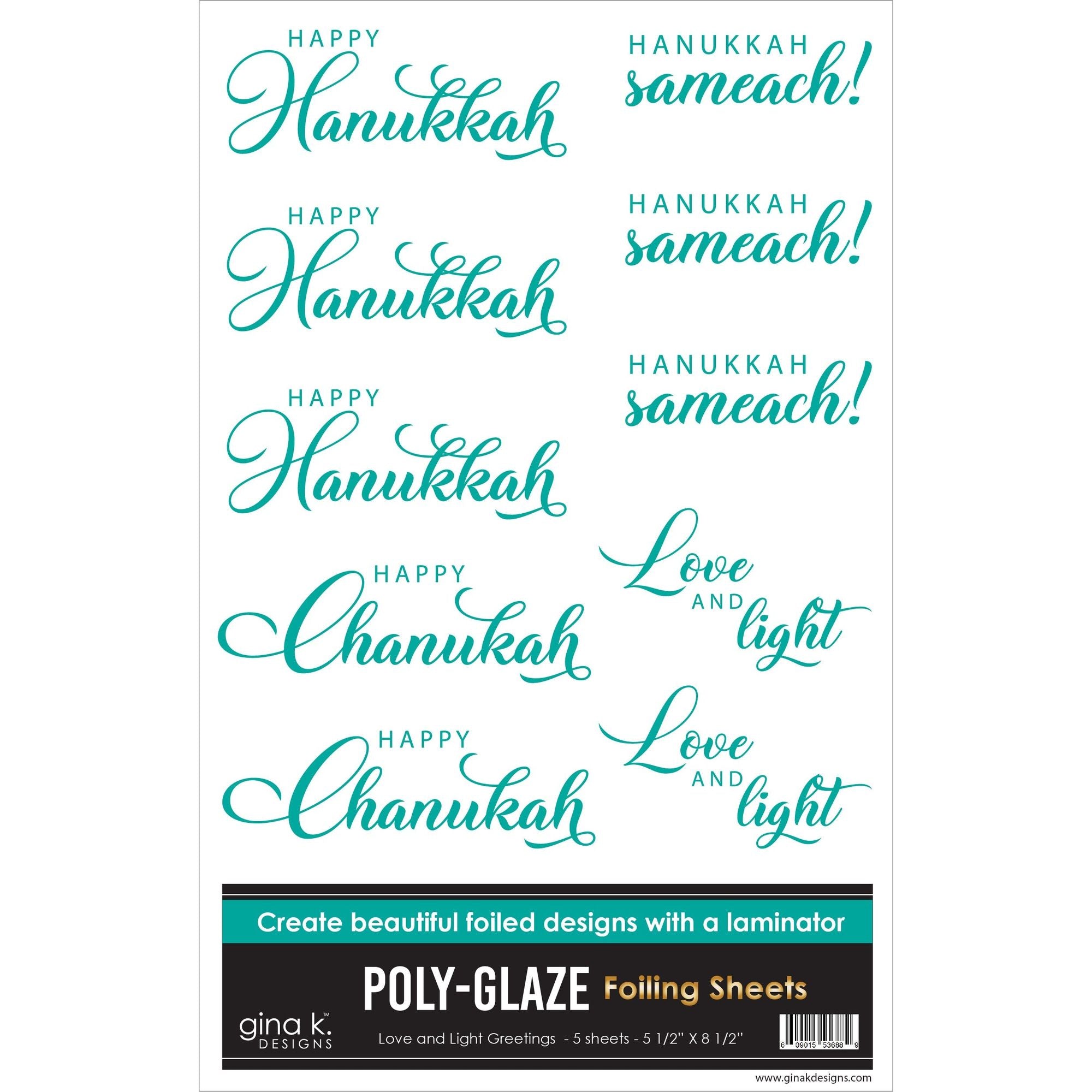 Gina K Designs Love and Light Greetings Poly-Glaze Foiling Sheets pgf36