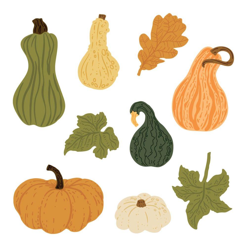 Honey Bee Lovely Layers Fall Bounty Dies hbds-llfalb pumpkins, squash and leaves