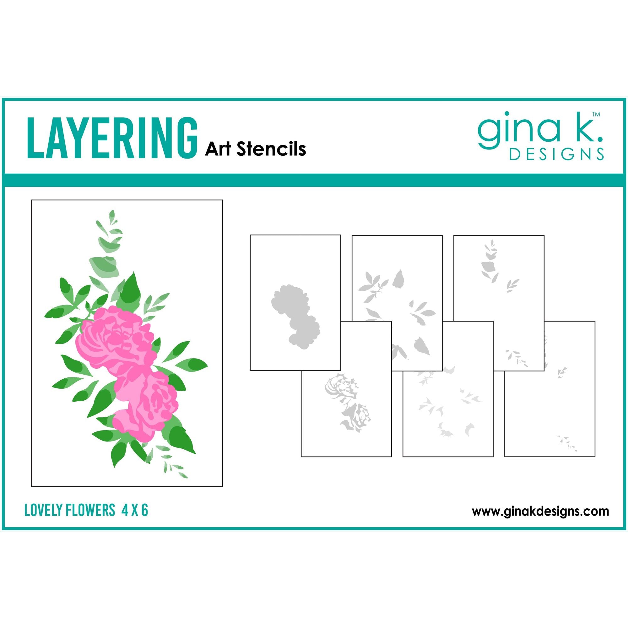 Gina K Designs Lovely Flowers Layered Stencils gkdst63