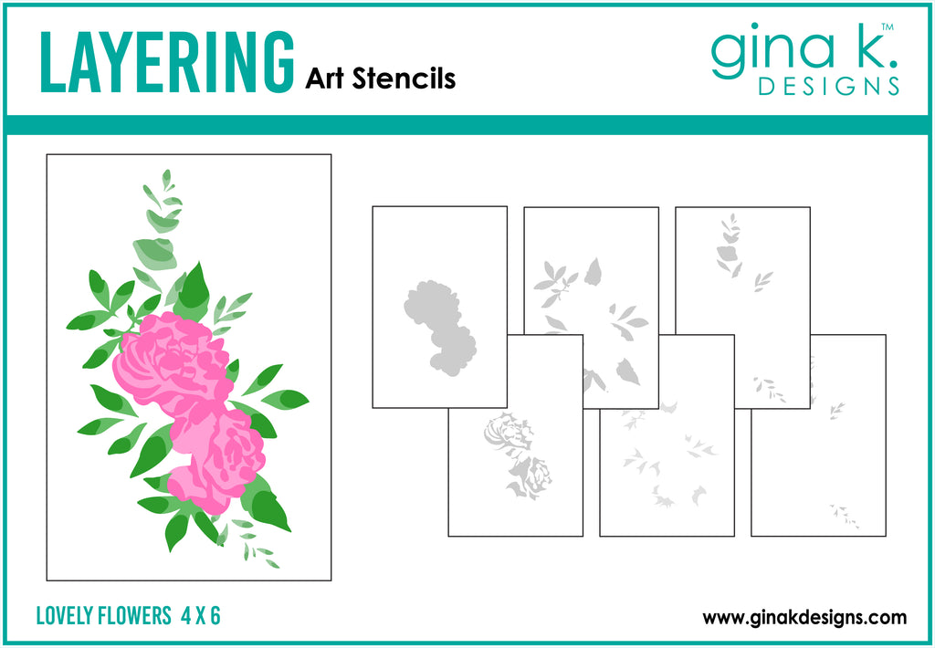 Gina K Designs Lovely Flowers Layered Stencils gkdst63