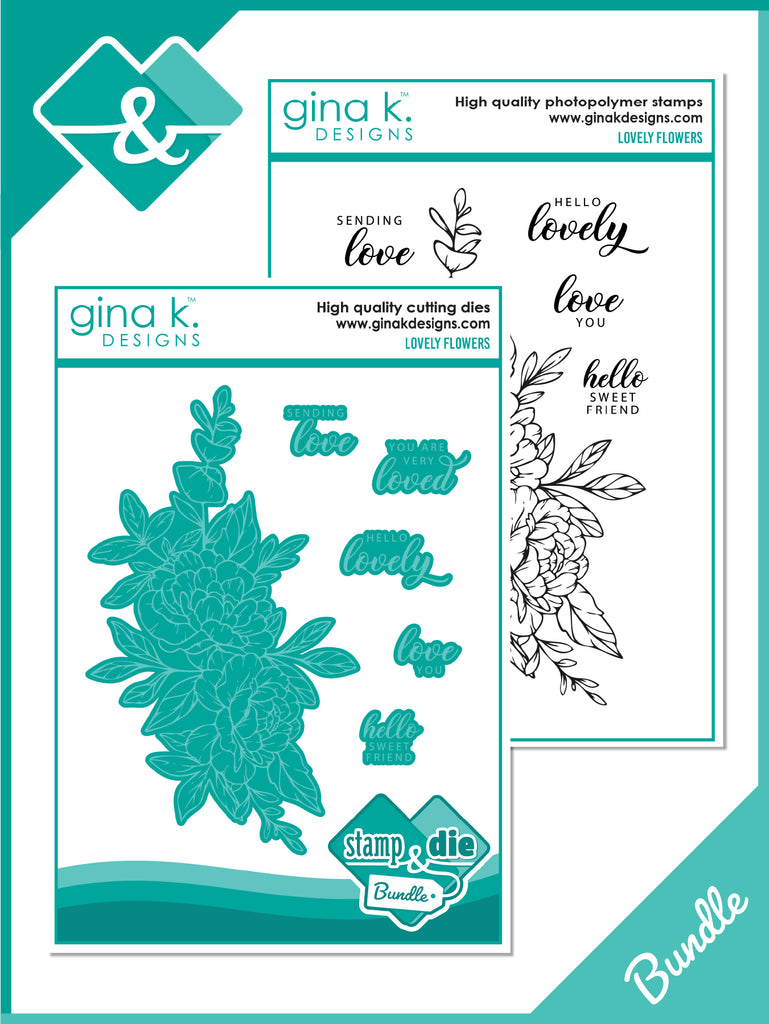 Gina K Designs Lovely Flowers Clear Stamp and Die Bundle die0381