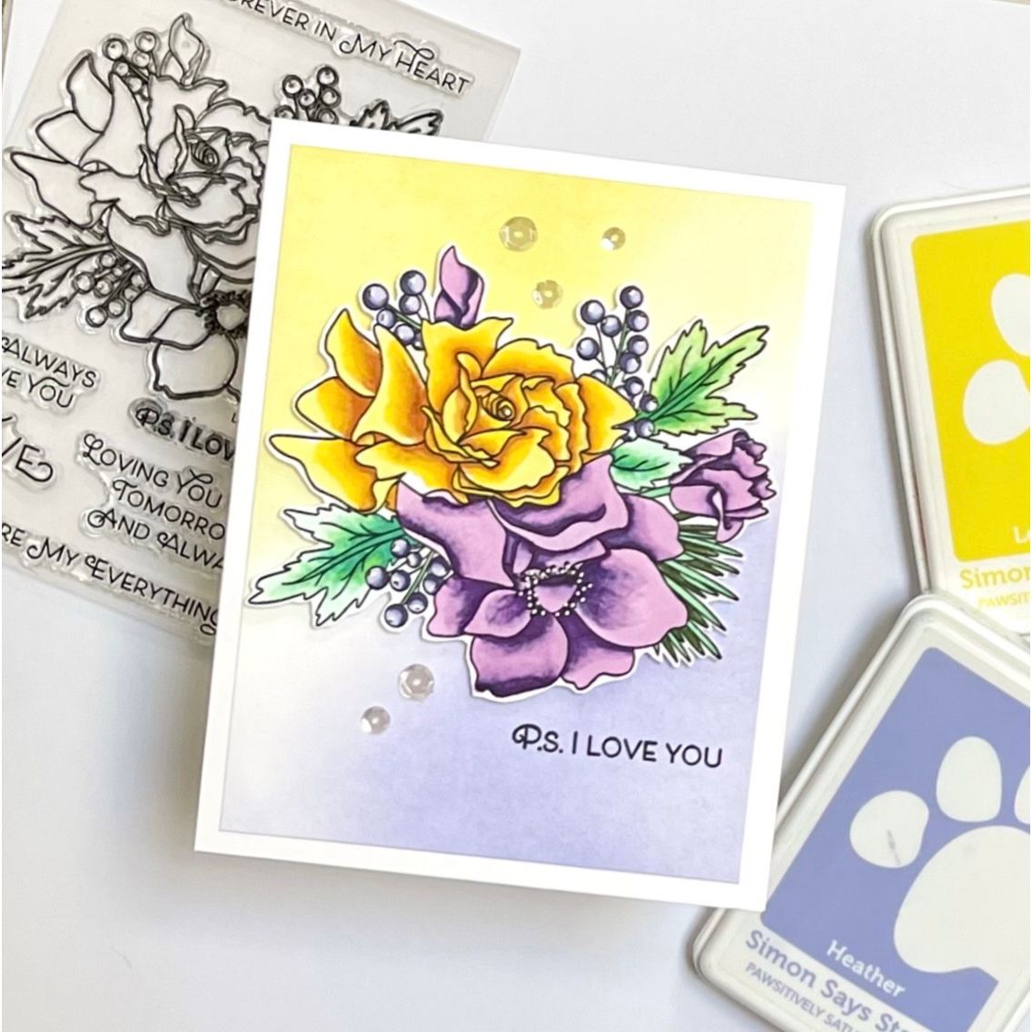 Simon Says Clear Stamps Loving You Bouquet 3146ssc Heart to Heart