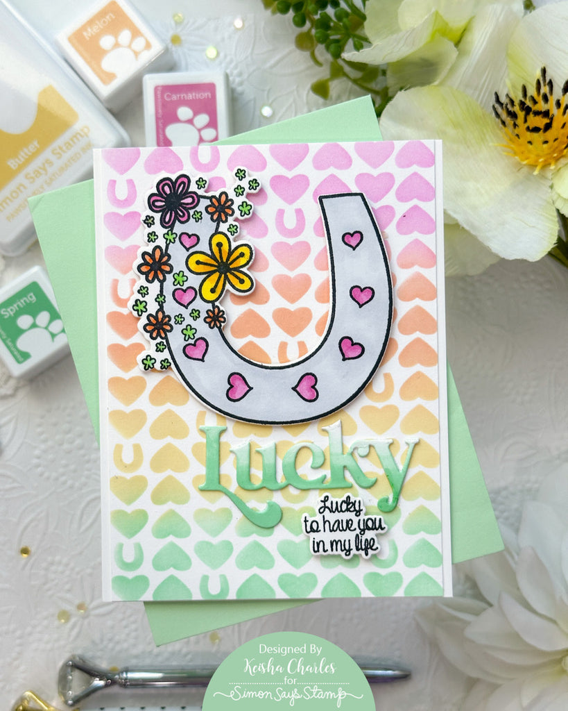 Simon Says Stamps and Dies Lucky Horseshoe set735lh Splendor Lucky Card | color-code:ALT01
