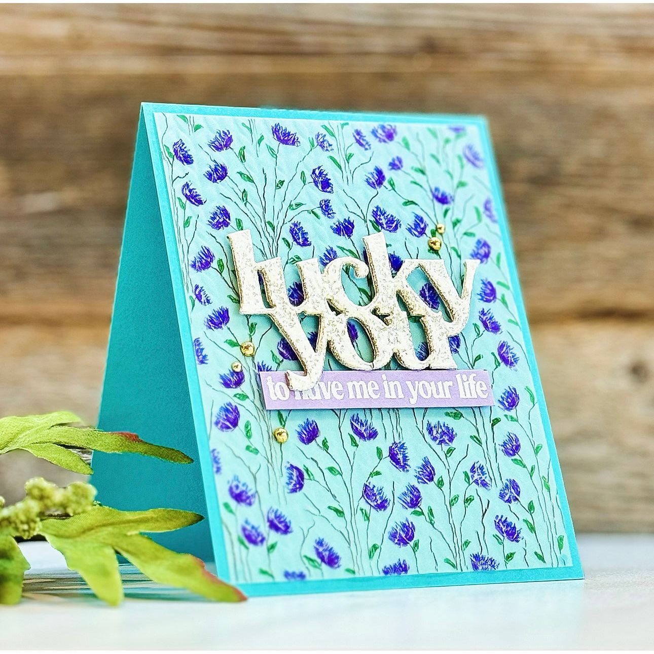 Simon Says Clear Stamps Lucky You Sentiments 3029msc Splendor Lucky Card