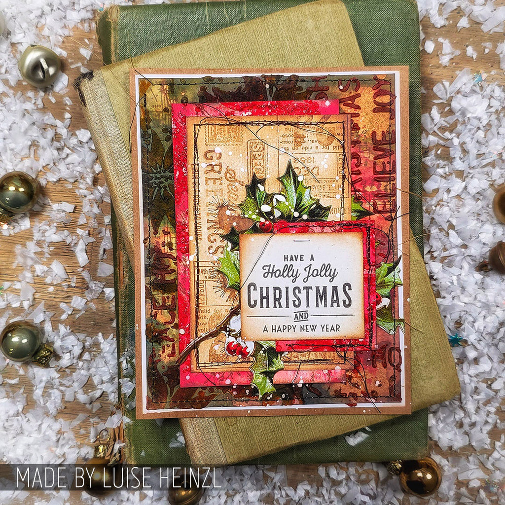Tim Holtz Clear Stamps and Stencil Vintage Holiday, Sparkle, and Peppermint thmm131