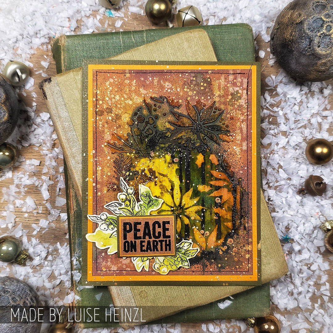 Tim Holtz Clear Stamps and Stencil Sketch Greenery, Plaid and Nordic thmm132
