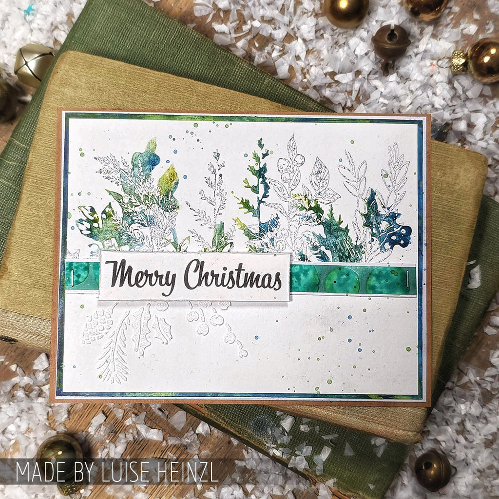 Tim Holtz Clear Stamps and Stencil Sketch Greenery, Plaid and Nordic thmm132