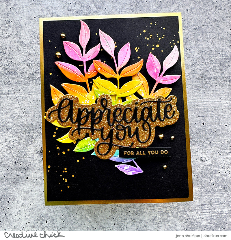 Simon Says Stamp Lush Leaves Wafer Dies s888 Be Bold Thank You Card