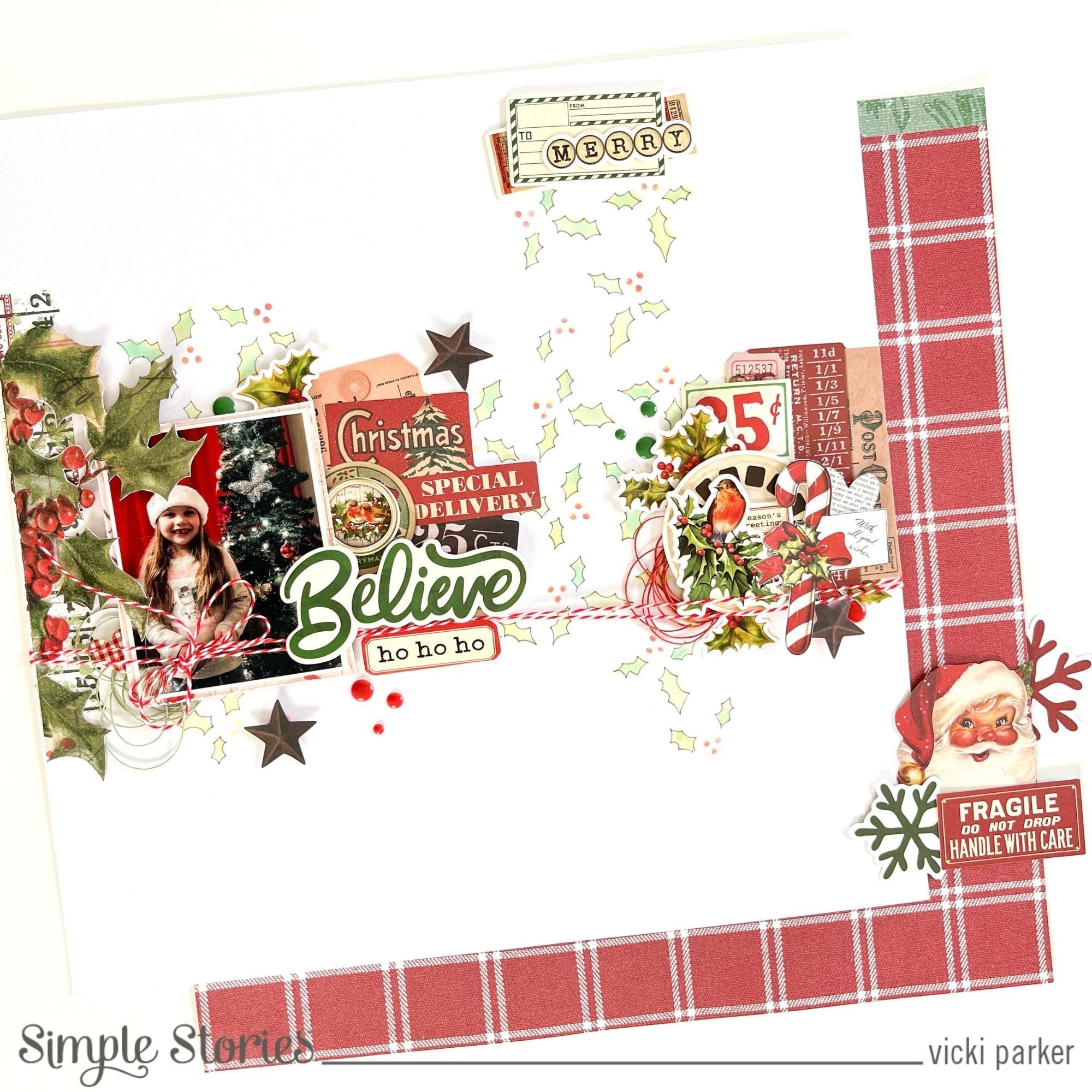 Simple Stories Vintage Dear Santa Holly 6 x 8 Stencil 20834 Christmas Special Delivery Layout