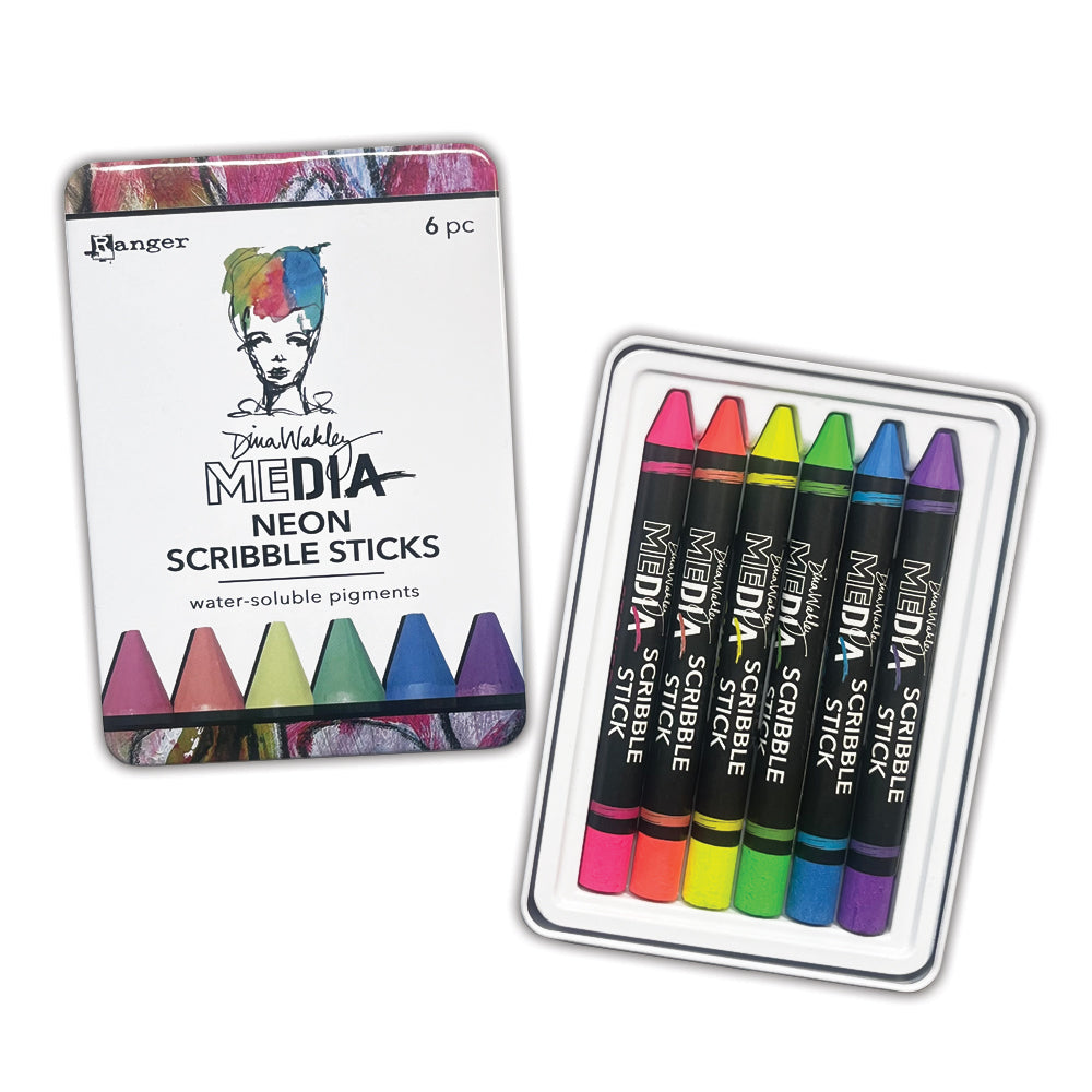 Dina Wakley Ranger Scribble Sticks 4 Media mda85478 open tin