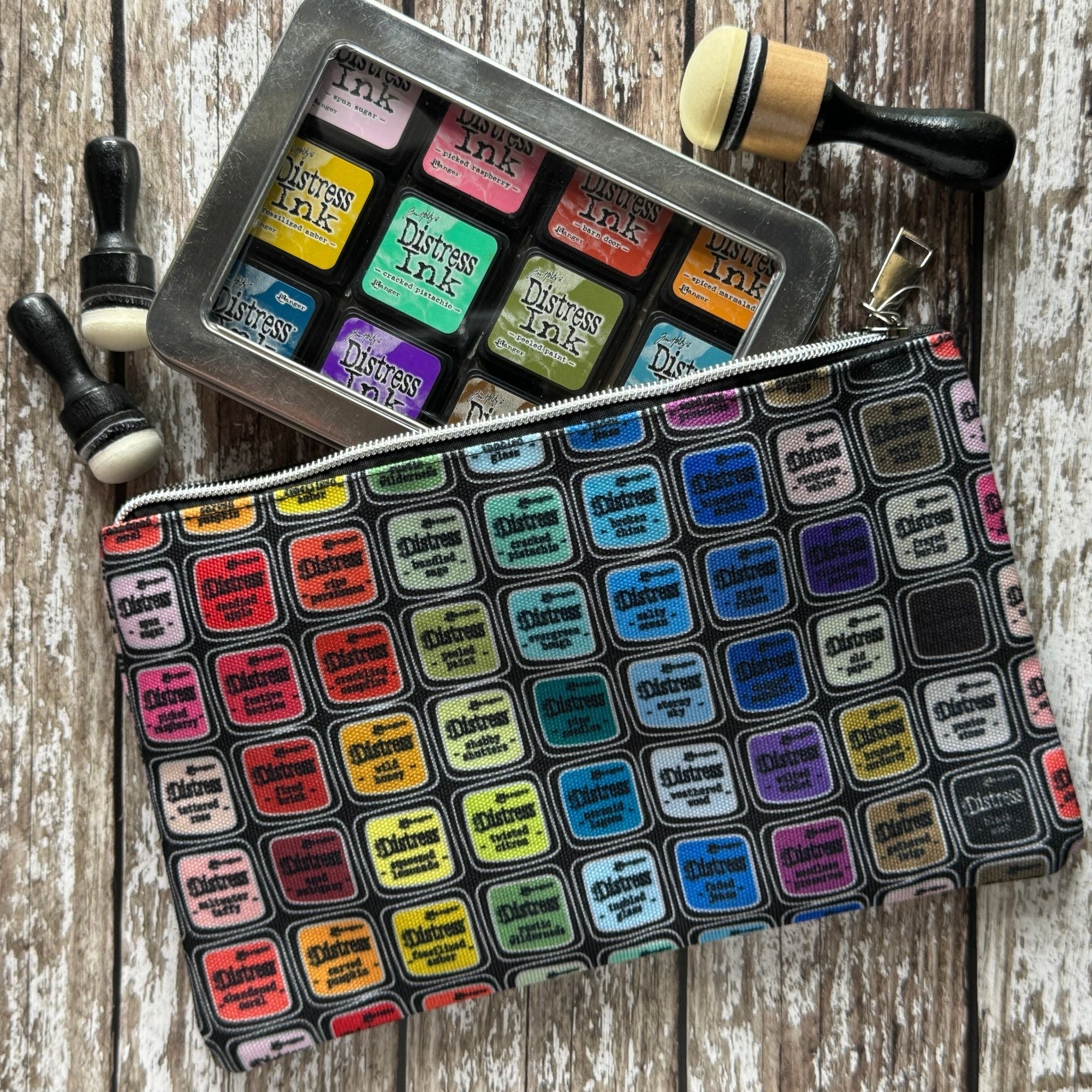 Tim Holtz Medium 6 x 10 Distress Zipper Bag tda85836 Staged Tim Photo