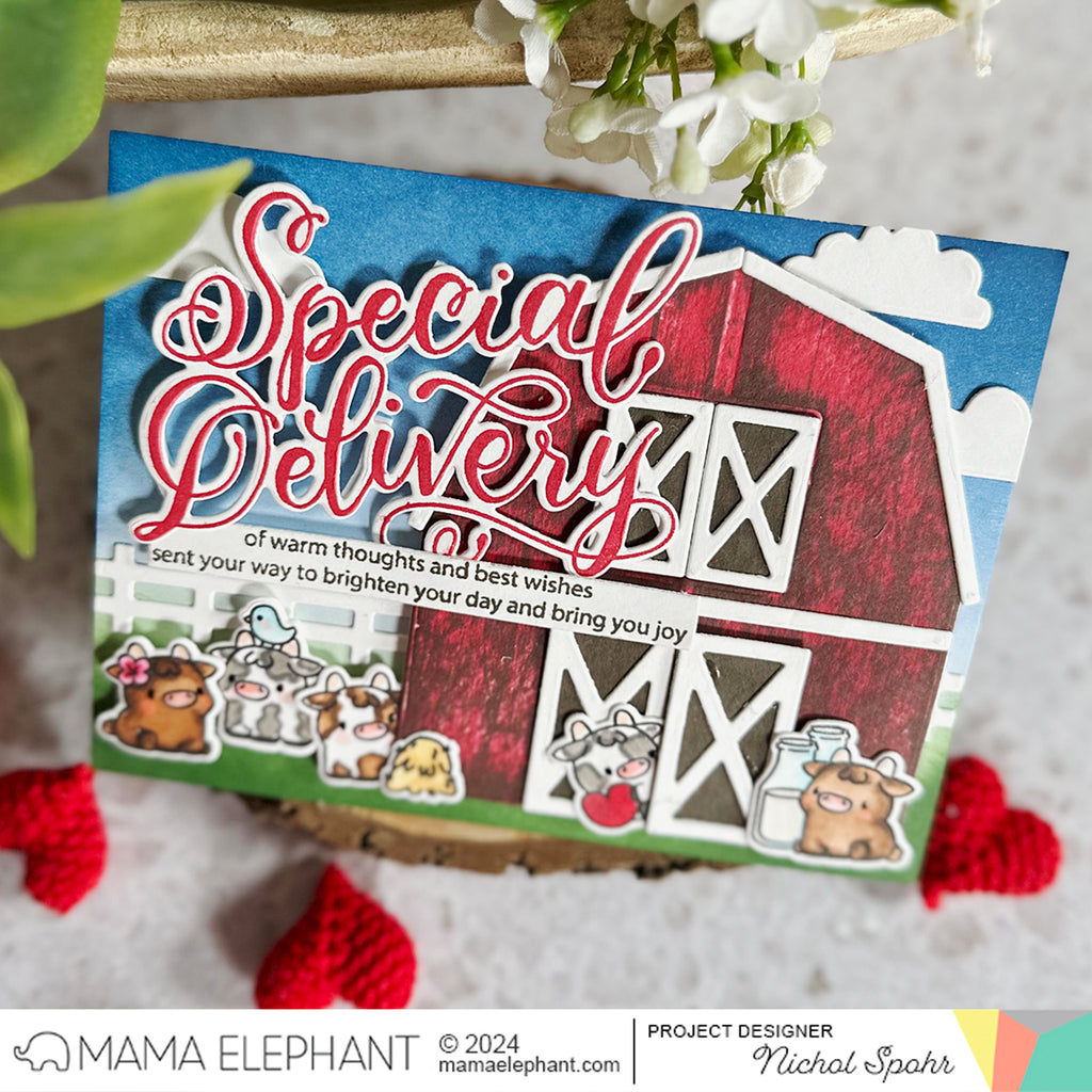Mama Elephant Clear Stamps Special Delivery Wishes farm animals | color-code:ALT05