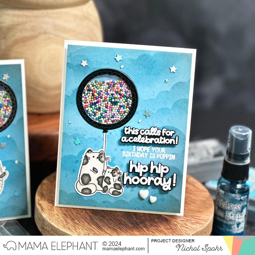 Mama Elephant It's Poppin Clear Stamps and Die Set shaker card