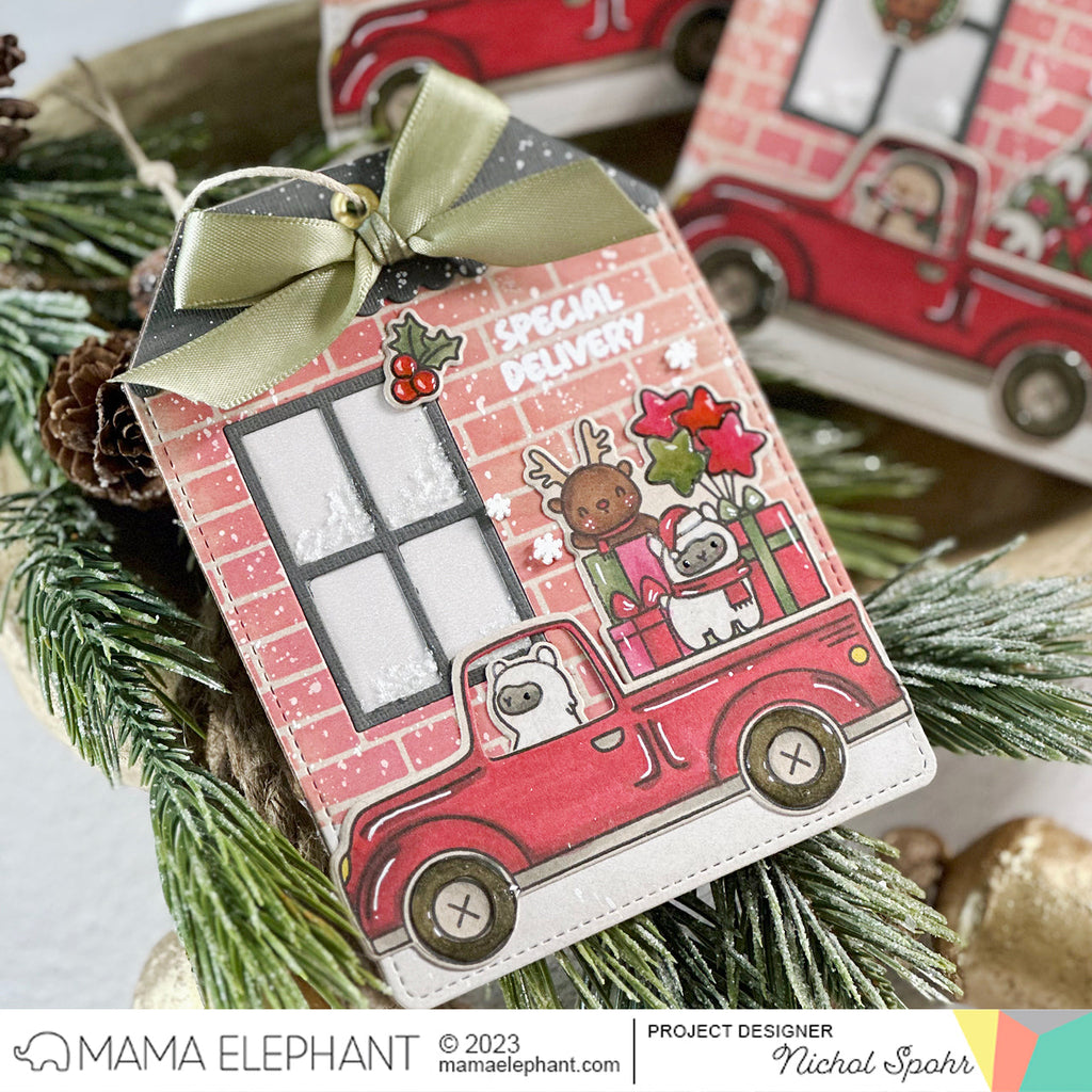 Mama Elephant Clear Stamps Deliver by Truck gift tag | color-code:ALT03