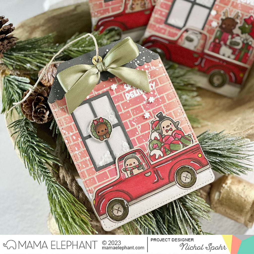 Mama Elephant Clear Stamps Deliver Winter Joy gift tag | color-code:ALT02