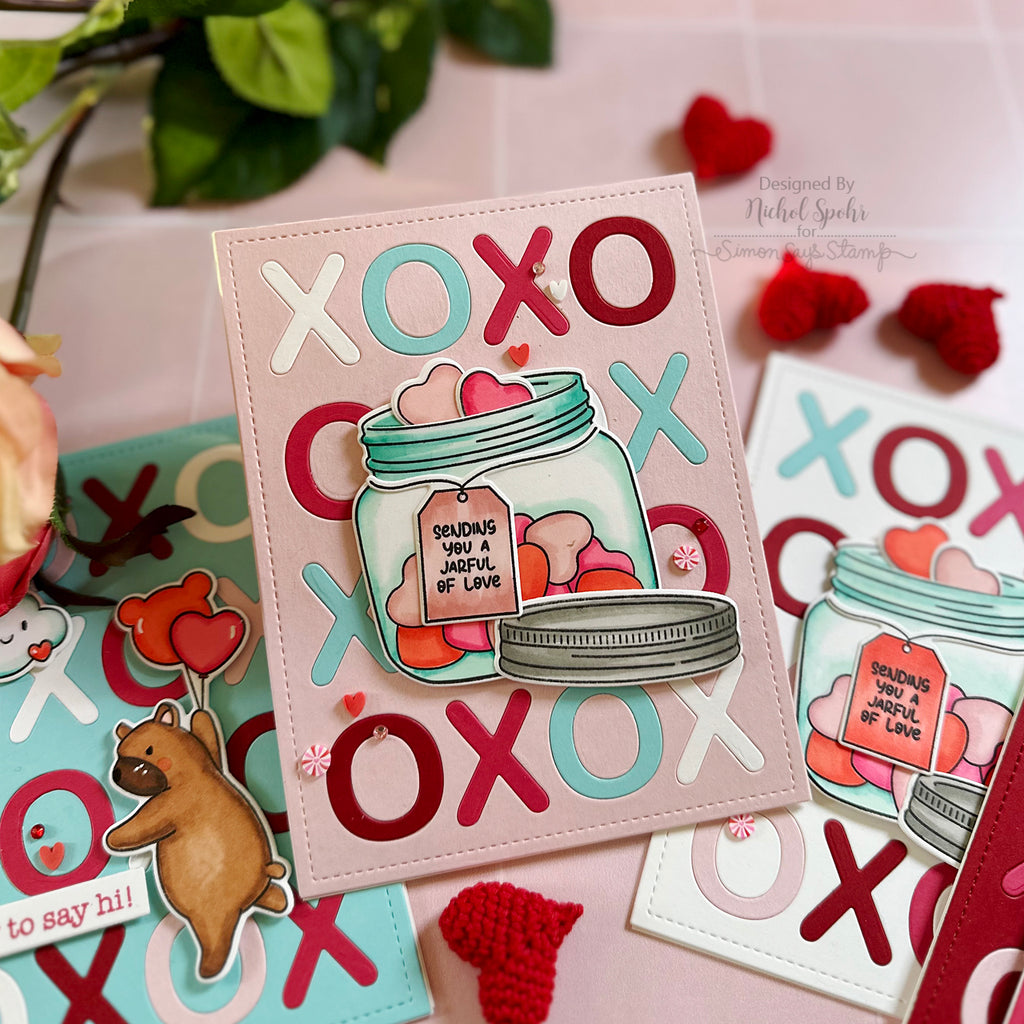 Mama Elephant XOXO Grid Cover Creative Cuts Steel Die jarful of love | color-code:ALT02