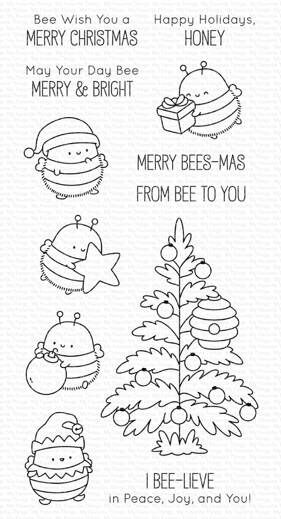My Favorite Things Merry Bees-mas Clear Stamps jb015