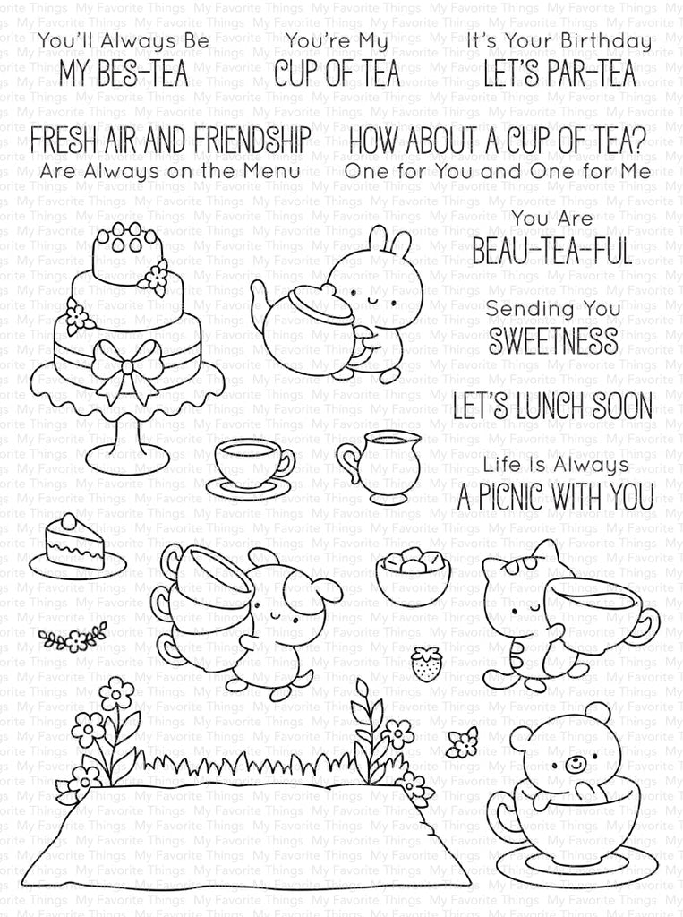 My Favorite Things Tea Party Pals Clear Stamps jb032