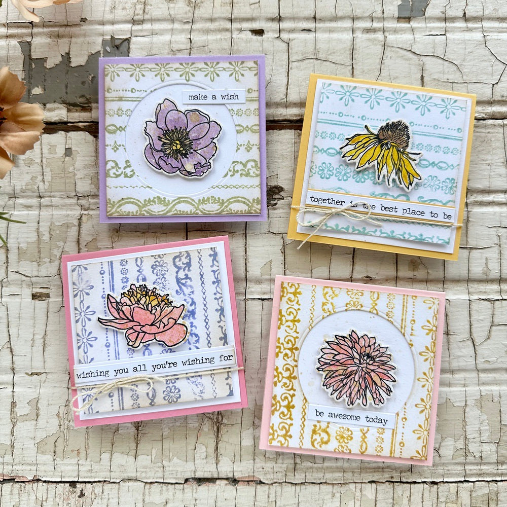 Tim Holtz Mini Bouquet Stamps with Simon Says Stamp Dies Bundle setmb25 Card Set