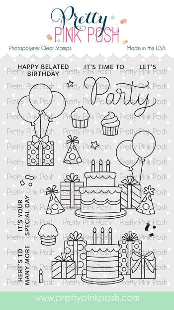Pretty Pink Posh Party Time Clear Stamps