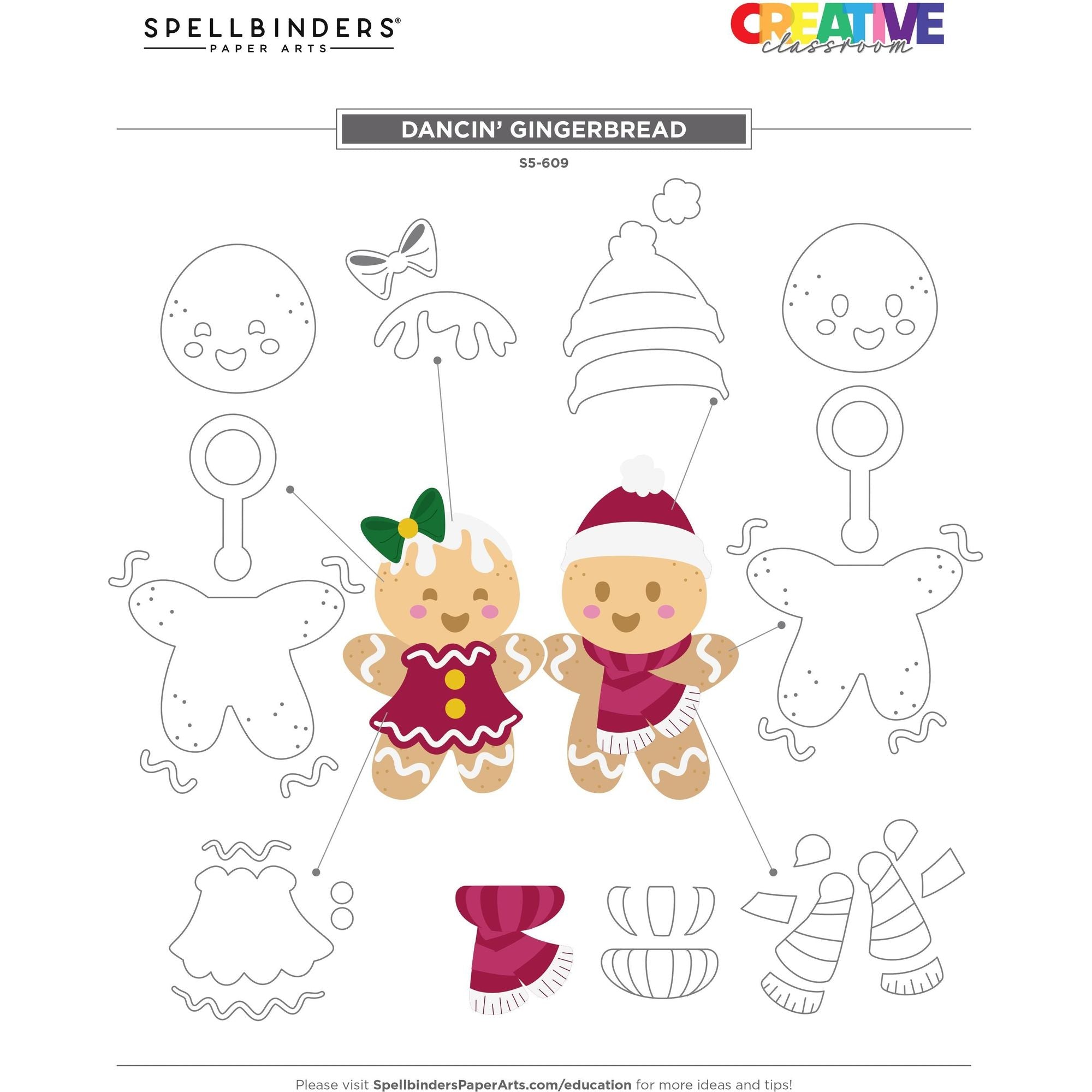 s5-609 Spellbinders Dancin' Gingerbread Etched Dies layering guide