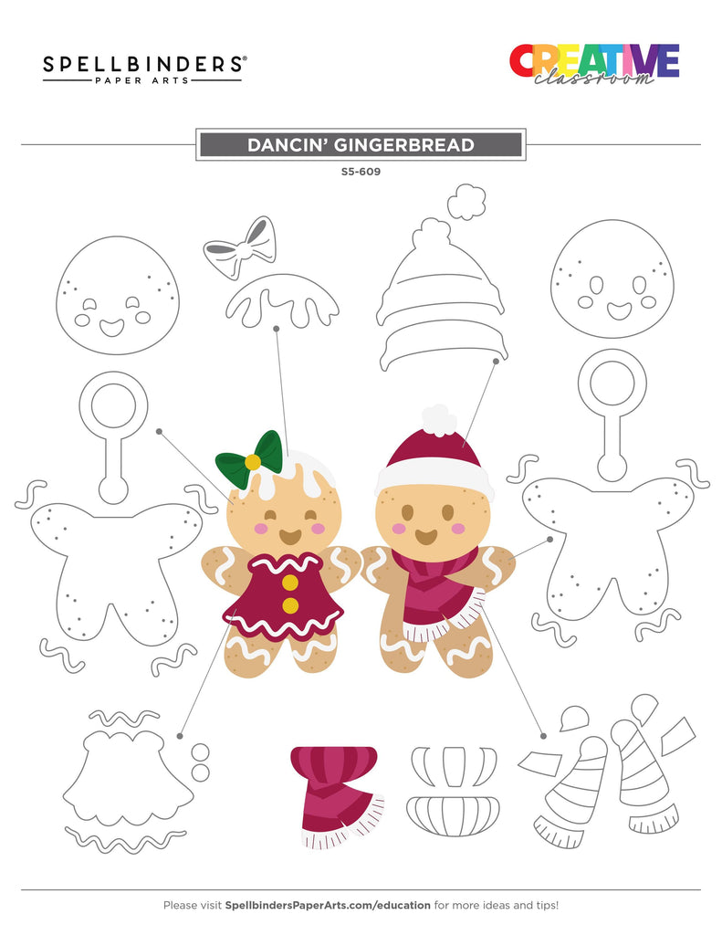 s5-609 Spellbinders Dancin' Gingerbread Etched Dies layering guide