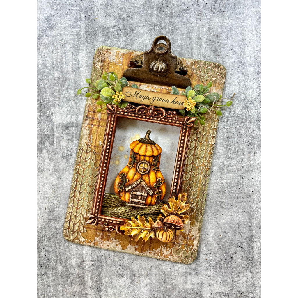 Stamperia Whispering Woods Boots And Pumpkin House A5 Silicone Mold kacma586