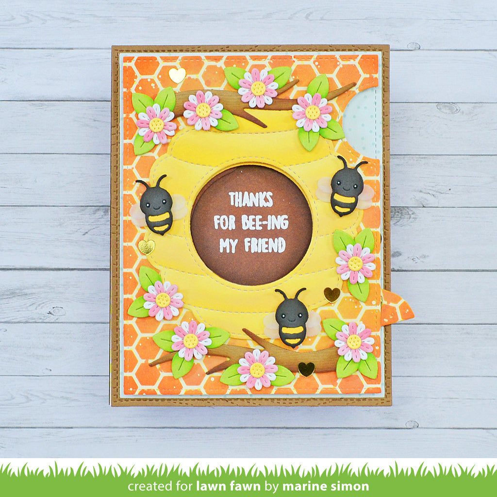 Lawn Fawn Magic Iris Beehive Add-On Dies lf3139 bee-ing my friend