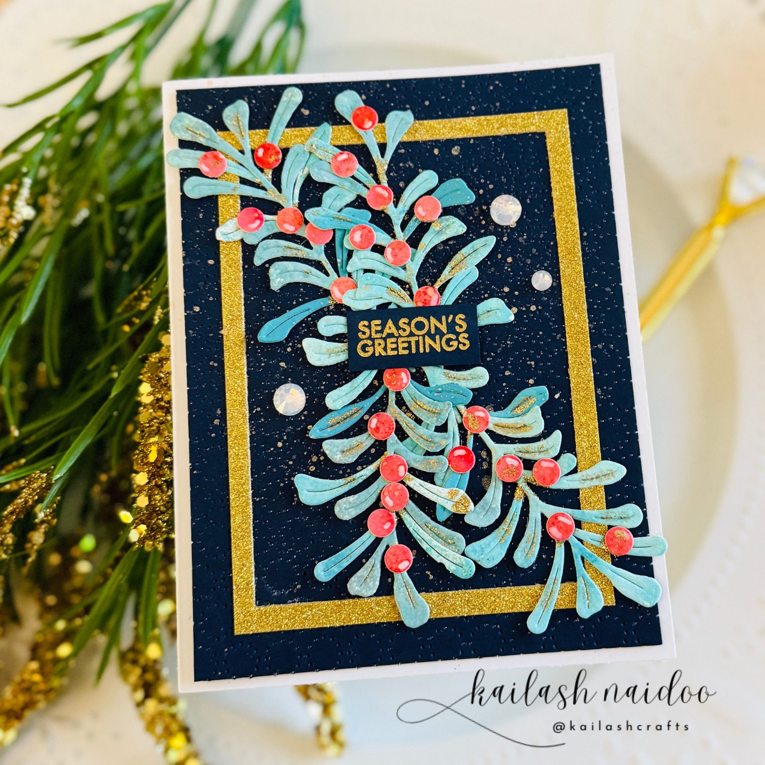 Simon Says Stamp Magical Mistletoe Wafer Dies s1063 And Everything Nice Christmas Card