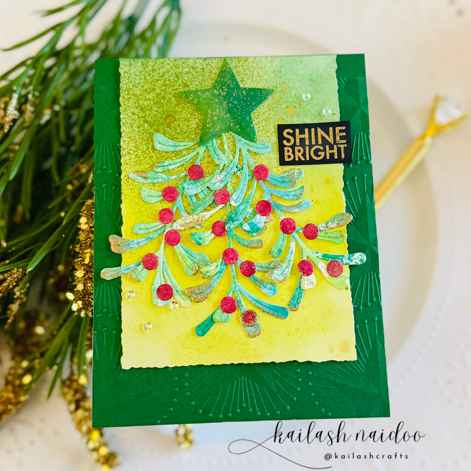 Simon Says Stamp Magical Mistletoe Wafer Dies s1063 And Everything Nice Christmas Card