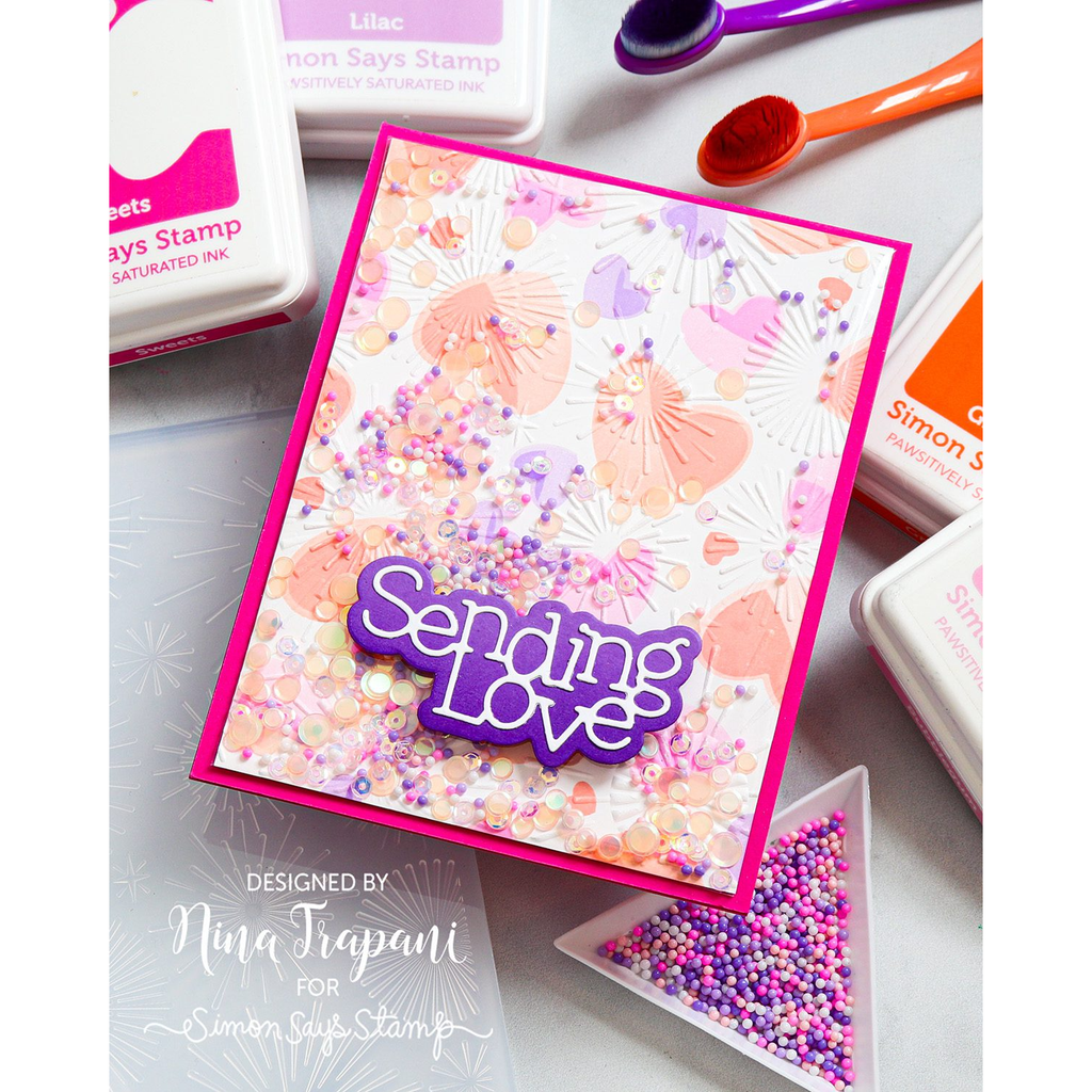 Rainbow Splash Embossing Folder Magnificent Bursts sf442 Sending Love Card | color-code:ALT06