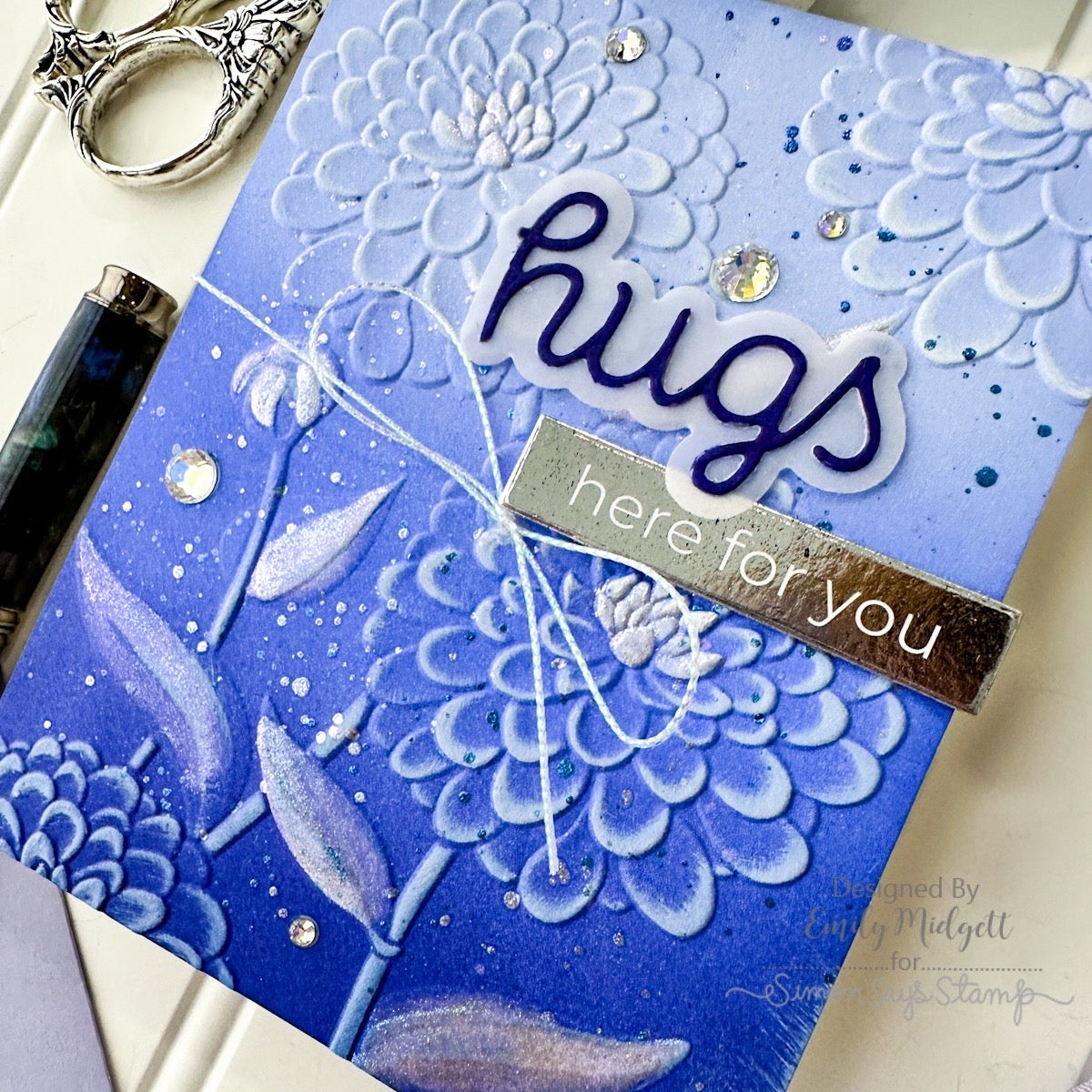 Simon Says Stamp Embossing Folder and Cutting Die Magnificent Mums sfd491 STAMPtember Hugs Card | color-code:ALT02