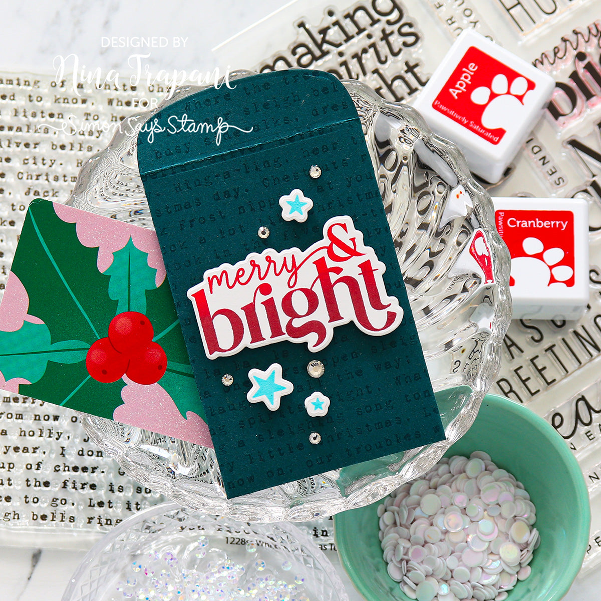 CZ Design Making Spirits Bright Wafer Dies czd263c Christmas Gift Card Holder