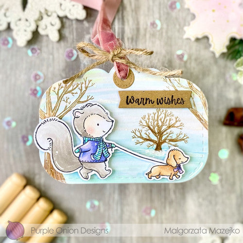 Purple Onion Designs Bare Trees And Bushes Cling Stamp pod1372 Warm Wishes Card