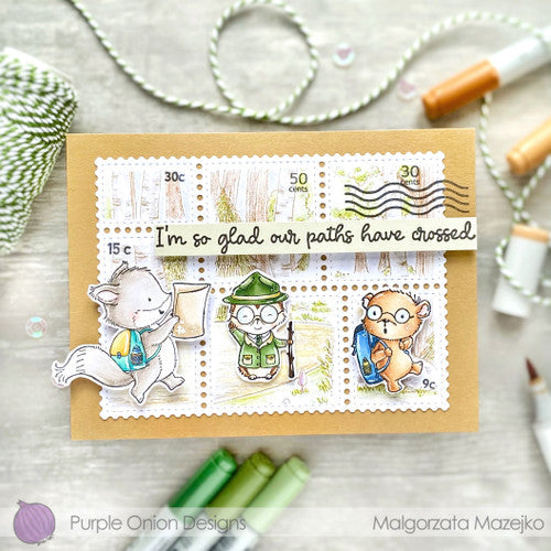 Purple Onion Designs Ranger Rockwell Unmounted Cling Stamp pod1390 campers I'm so glad our paths have crossed card