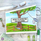 Purple Onion Designs Rustic Fence Unmounted Cling Stamp pod1384 swinging scene card