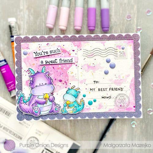 Purple Onion Designs Ice Cream Time Unmounted Cling Stamp pod5029 sweet friend dragon card by Malgorzata Mazejko
