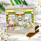 Purple Onion Designs Kringle's Department Store And Window Signs Cling Stamp pod1376 Christmas Store City Scene Card