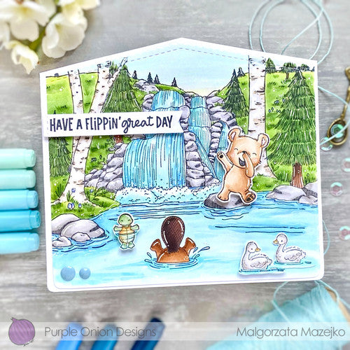Purple Onion Designs Rip Unmounted Cling Stamp pod1391 swimming animals card